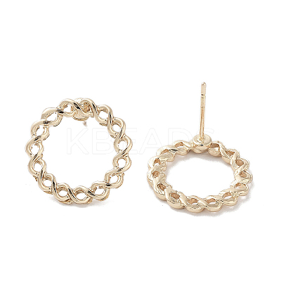 Hollow Twist Ring Alloy Studs Earrings for Women EJEW-H309-05KCG-1