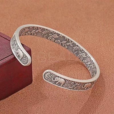 Thailand Elephant Pattern Alloy Cuff Bangles for Men Women FS-WG2CEA0-01-1