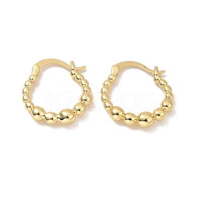 Rack Plating Brass Beaded Oval Hoop Earrings for Women EJEW-M209-05G-1