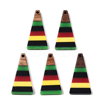 Jamaican Colour Epoxy Resin & Walnut Wood Pendants RESI-N039-122L-1