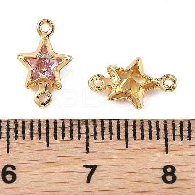 SHEGRACE Brass Pave Cubic Zirconia Star Connector Charms XGRQ2O760-441G-1