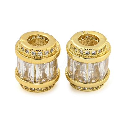Rack Plating Brass Micro Pave Cubic Zirconia European Beads LS-KK-F089-31G-08-1