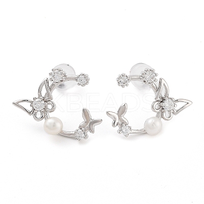 Butterfly Rhodium Plated 925 Sterling Silver Studs Earrings STER-Z009-03P-1