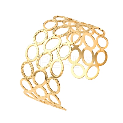 304 Stainless Steel Cuff Bangles for Women BJEW-G749-08G-1