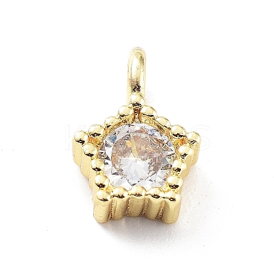 Rack Plating Brass Micro Pave Cubic Zirconia Pendants KK-P247-12G-1