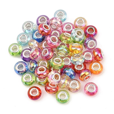 50Pcs UV Plating Resin European Beads RESI-YW0005-81-1