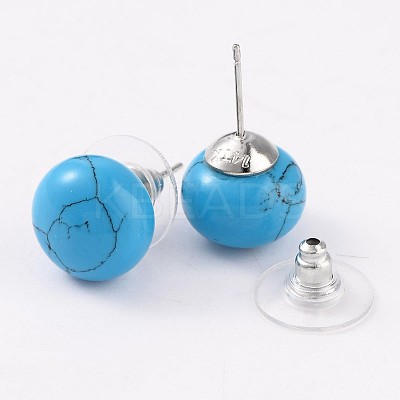 Synthetic Turquoise Stud Earrings G-F267-09B-1