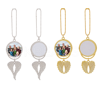4 Sets 2 Colors Heat Transfer Printing Blank Round Car Hanging Pendant Decorations AJEW-FH0003-46-1