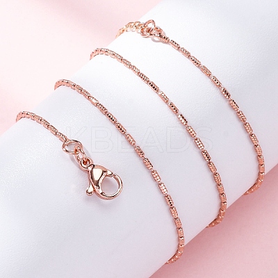 Brass Column Link Chain Necklaces for Women NJEW-D302-05RG-1