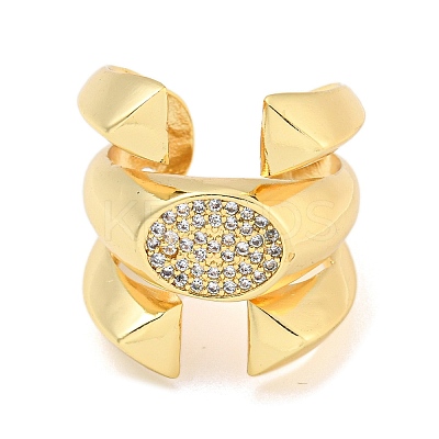 Oval Clear Cubic Zirconia Open Cuff Ring X-RJEW-L121-039G-1