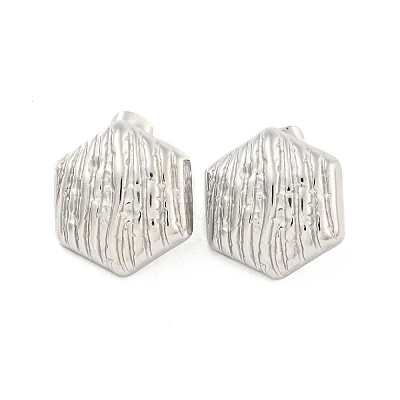 Non-Tarnish Hexagon 304 Stainless Steel Ear Studs EJEW-L290-019P-1