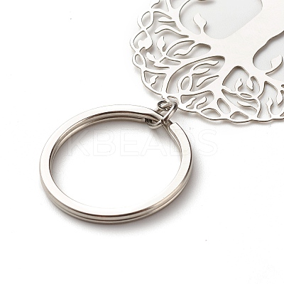 201 Stainless Steel Filigree Pendants Keychains KEYC-JKC00293-1