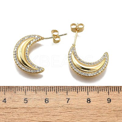 Brass Micro Pave Clear Cubic Zirconia Stud Earrings for Women EJEW-U056-03G-1