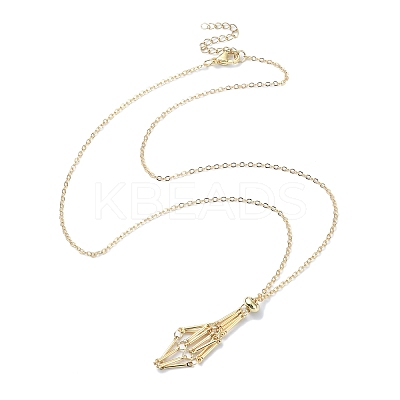 2Pcs 2 Color Brass Bar Link Chains Macrame Pouch Empty Stone Holder for Pendant Necklaces Making NJEW-JN04466-02-1