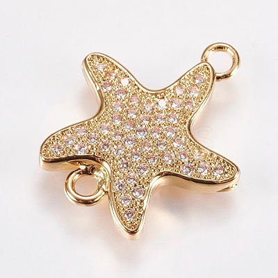 Brass Micro Pave Cubic Zirconia Links ZIRC-I018-10A-G-NR-1
