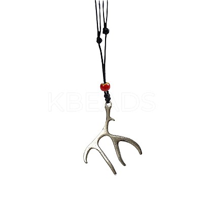Boho Alloy Pendant Adjustable Cord Necklaces for Women with Porcelain Beads WG6DA09-04-1
