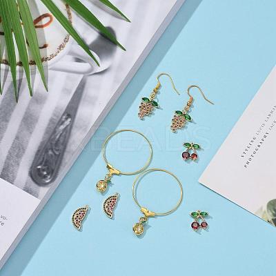 8Pcs 4 Style Real 18K Gold Plated Fruit Theme Brass Micro Pave Cubic Zirconia Pendants ZIRC-ZZ0001-06G-1