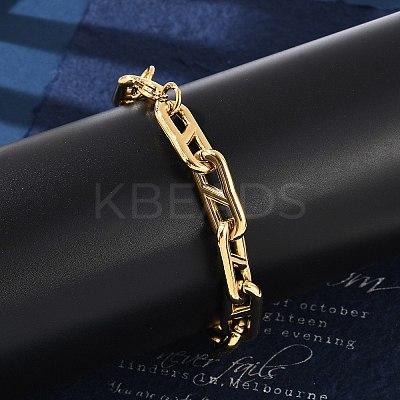 304 Stainless Steel Oval Link  Chain Bracelets for Women Men BJEW-F488-49C-G-1