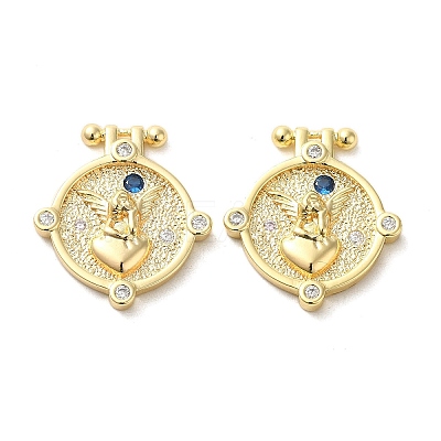 Brass Micro Pave Clear Cubic Zirconia Pendants KK-G481-07G-1