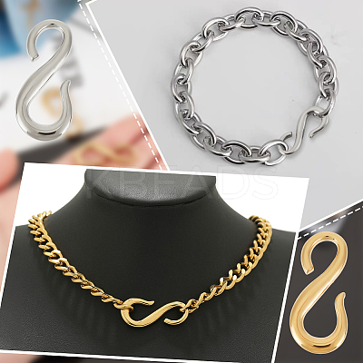 12Pcs 2 Colors 304 Stainless Steel S Hook Clasps STAS-UN0047-17-1