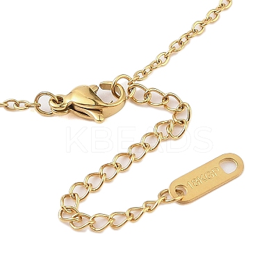 304 Stainless Steel Pave Colorful Cubic Zirconia Flat Round & Rectangle Pendant Necklaces NJEW-N055-03G-1