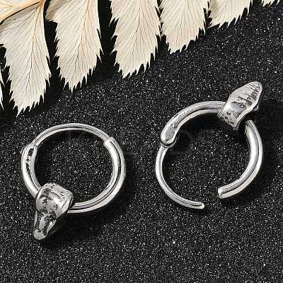Snake Head 316 Surgical Stainless Steel Hoop Earrings EJEW-G416-41B-AS-1