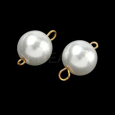 Baking Paint Pearlized Glass Pearl Round Connector Charms PALLOY-PH01725-1