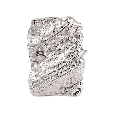 Non-Tarnish Hammered Rectangle 304 Stainless Steel Open Cuff Ring for Women Men RJEW-Z038-01P-1