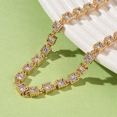 Cubic Zirconia Square Link Bracelets BJEW-L711-01G-02-1