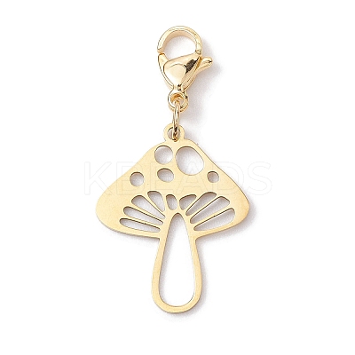 Hollow Mushroom 201 Stainless Steel Pendant Decoration HJEW-JM01978-01-1