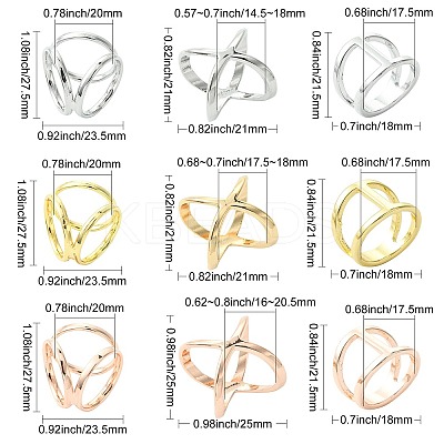 18Pcs 9 Styles Alloy Scarf Ring Buckle for Women Lady Girls AJEW-CJ0001-36-1