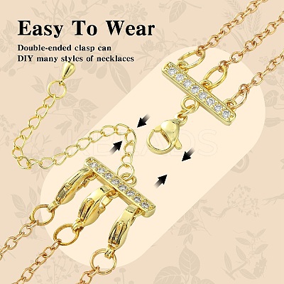Brass Micro Pave Cubic Zirconia Chain Extender ZIRC-Q022-029G-NR-1