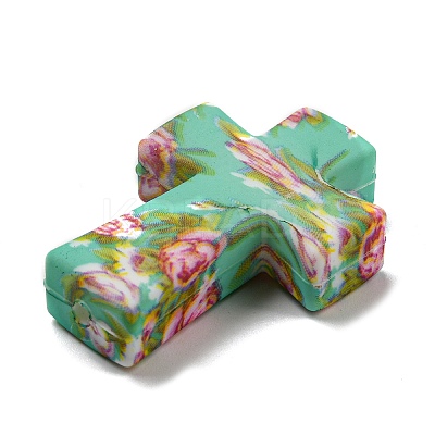 Cross with Flower Silicone Focal Beads SIL-G006-02F-1