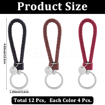 12Pcs 3 Colors PU Leather Knitting Keychains KEYC-CL0001-20A-1