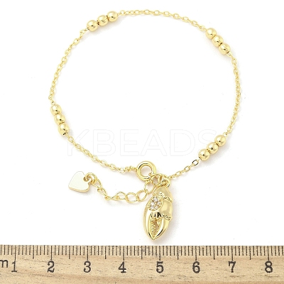 Brass Micro Pave Clear Cubic Zirconia Charm Bracelets for Women BJEW-C083-13G-1
