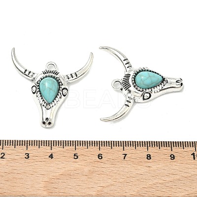 Bohemian Synthetic Turquoise Cattle Pendants FIND-Z112-01AS-07-1