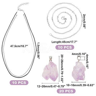 DIY Natural Amethyst Pendant Necklaces Making Kits DIY-SC0012-39P-1