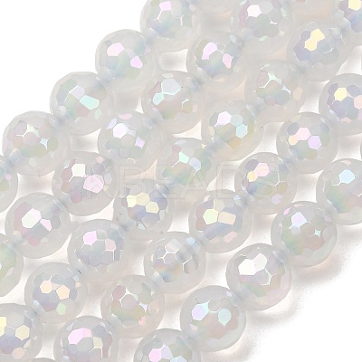 Electroplated Natural Agate Beads Strands G-B191-A07-8mm-01-1