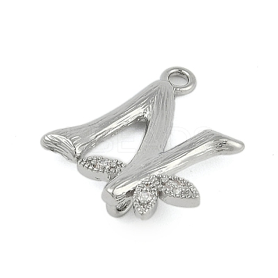 Brass Crystal Rhinestone Letter Links Connector Charms KK-S395-06P-N-1