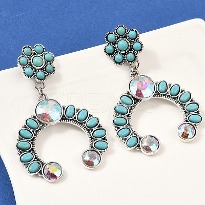Alloy Synthetic Turquoise Dangle Stud Earrings EJEW-U053-09A-AS-1