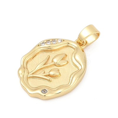 Brass Pave Cubic Zirconia Pendants KK-U062-51G-1