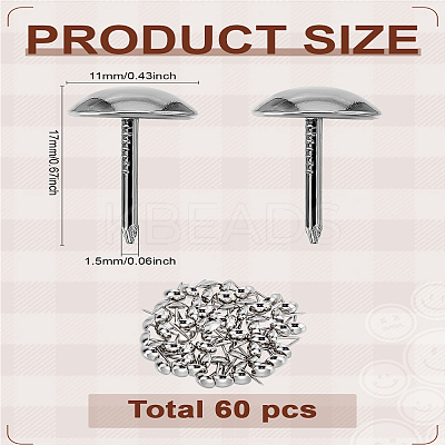 60Pcs Iron Round Head Nails CABI-LP0001-02P-1