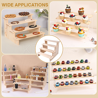 4-Tier Wood Action Figure Storage Display Risers ODIS-WH0038-306A-1