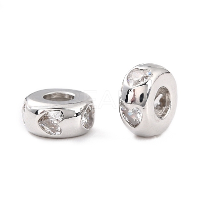 Brass Micro Pave Clear Cubic Zirconia Beads ZIRC-P091-01A-P-RS-1