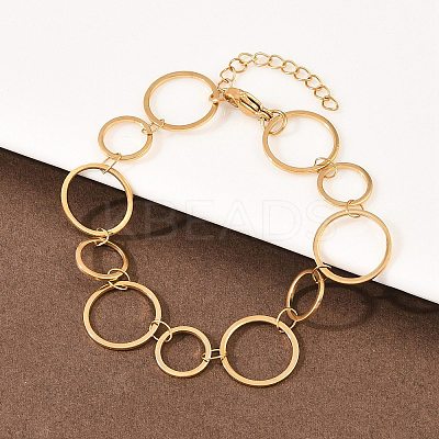 304 Stainless Steel Link Chain Bracelets for Women BJEW-P373-03B-G-1