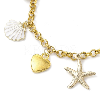 Natural Pearl & Iron Rolo Chain Bracelets BJEW-JB10364-1