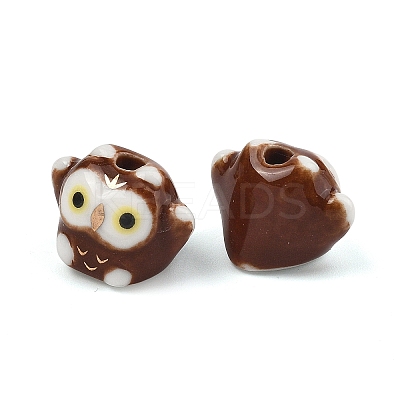 Cute Hand Painted Mini Owl Porcelain Beads PORC-F014-01C-1