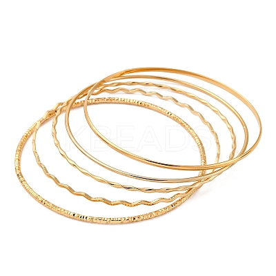 5Pcs 304 Stainless Steel Bangle Set for Women BJEW-S162-01B-G-1