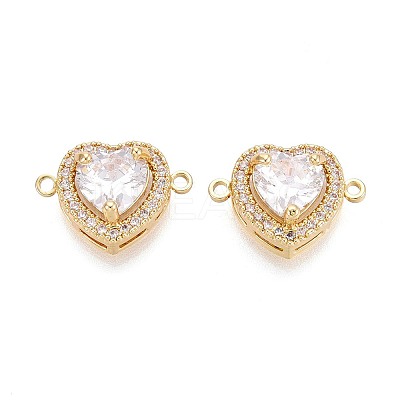 Brass Pave Clear Cubic Zirconia Connector Charms KK-N284-23G-1