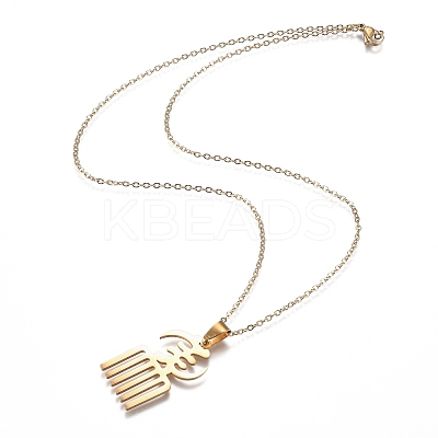 PVD Vacuum Plating 201 Stainless Steel Pendant Necklaces NJEW-H208-01G-1